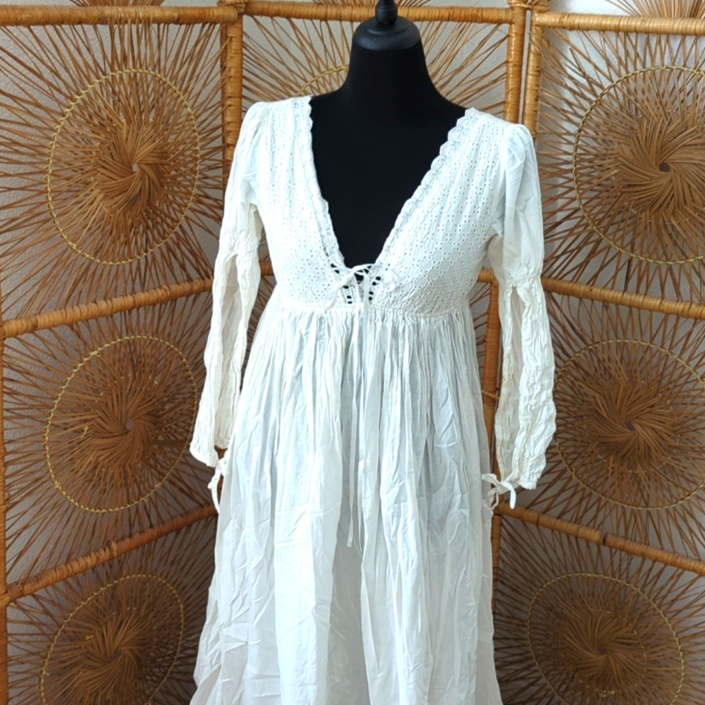 cotton sleep gown unique white size s/m